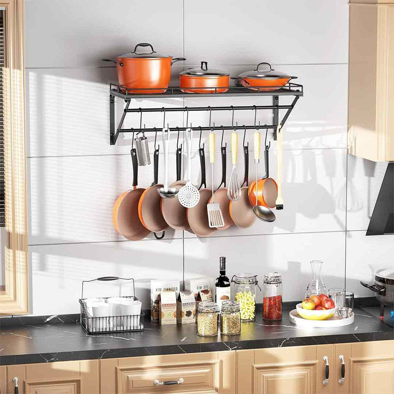 Meridian Pot Rack Mint Pantry® Iron Triangle Wall Mounted Pot Rack | Wayfair