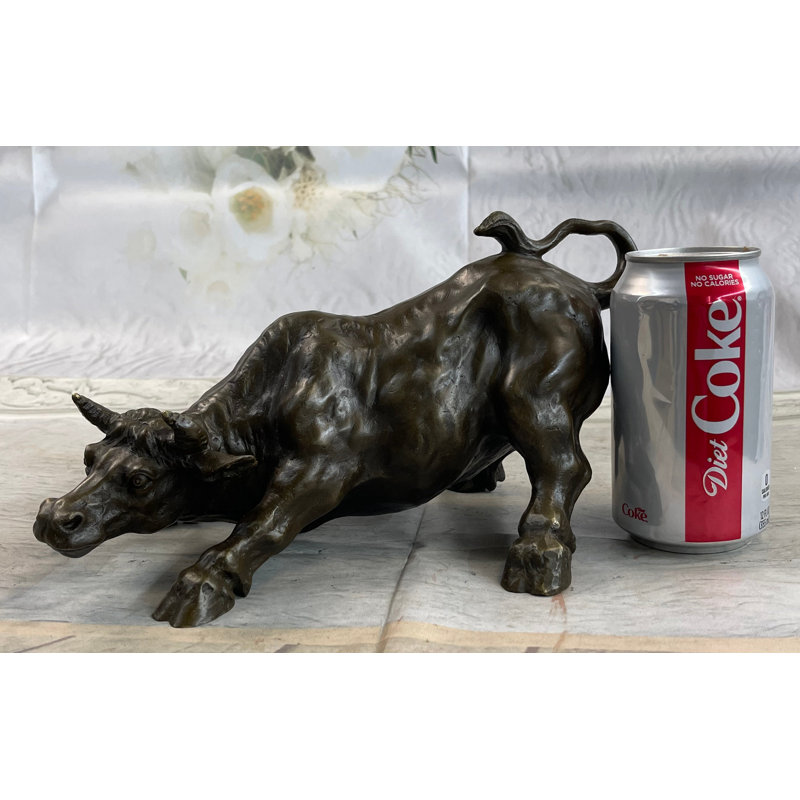 Bronze Sculpture Statue Abstract Bull Horns Figurine Stock Broker Sale Gift Decor