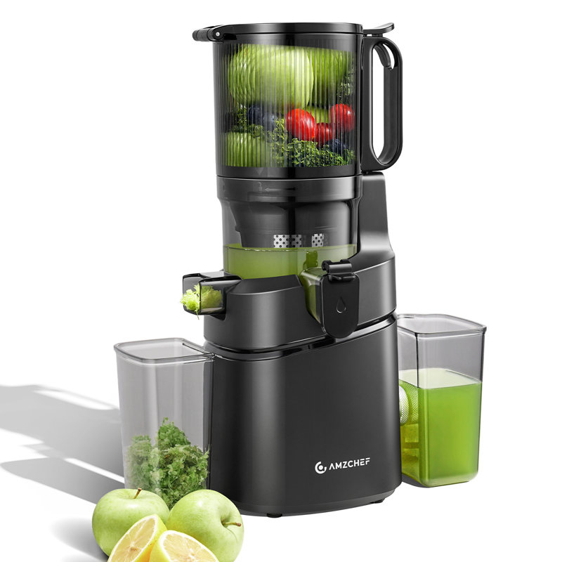 5.3" Wide Chute Cold Press Juicer, Self-feeding Slow Masticating Juicer For Whole Fruits & Vegetables, 250w High Yield Extractor, Easy Clean, Black