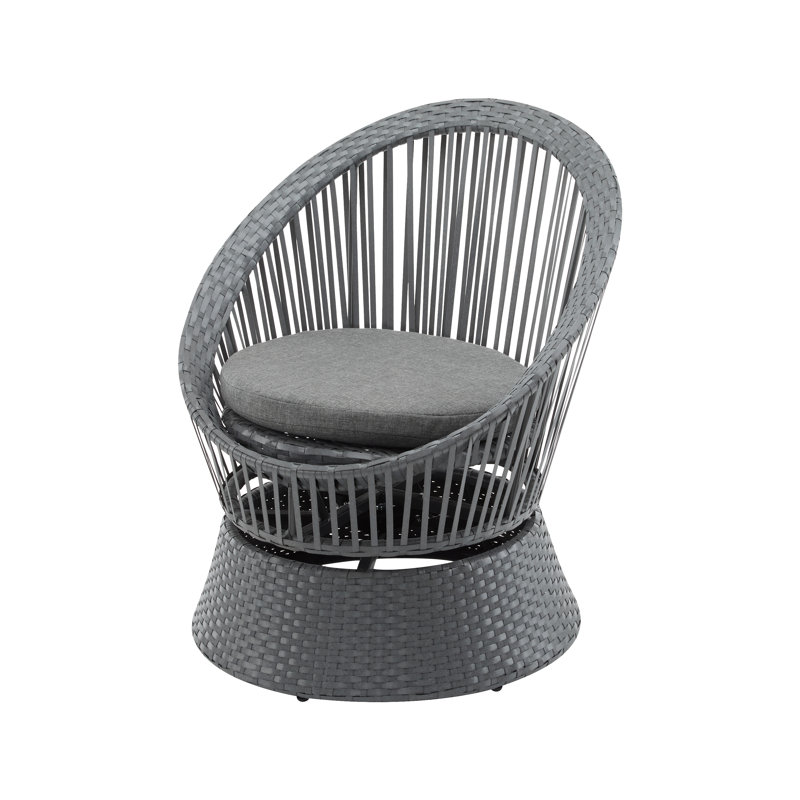 26.7" Modern Swivel Wicker Lounge Chair With Rattan And Iron Frame, Featuring A Stylish Round Design, Perfect For Living Room, Patio, Or Balcony Relaxation