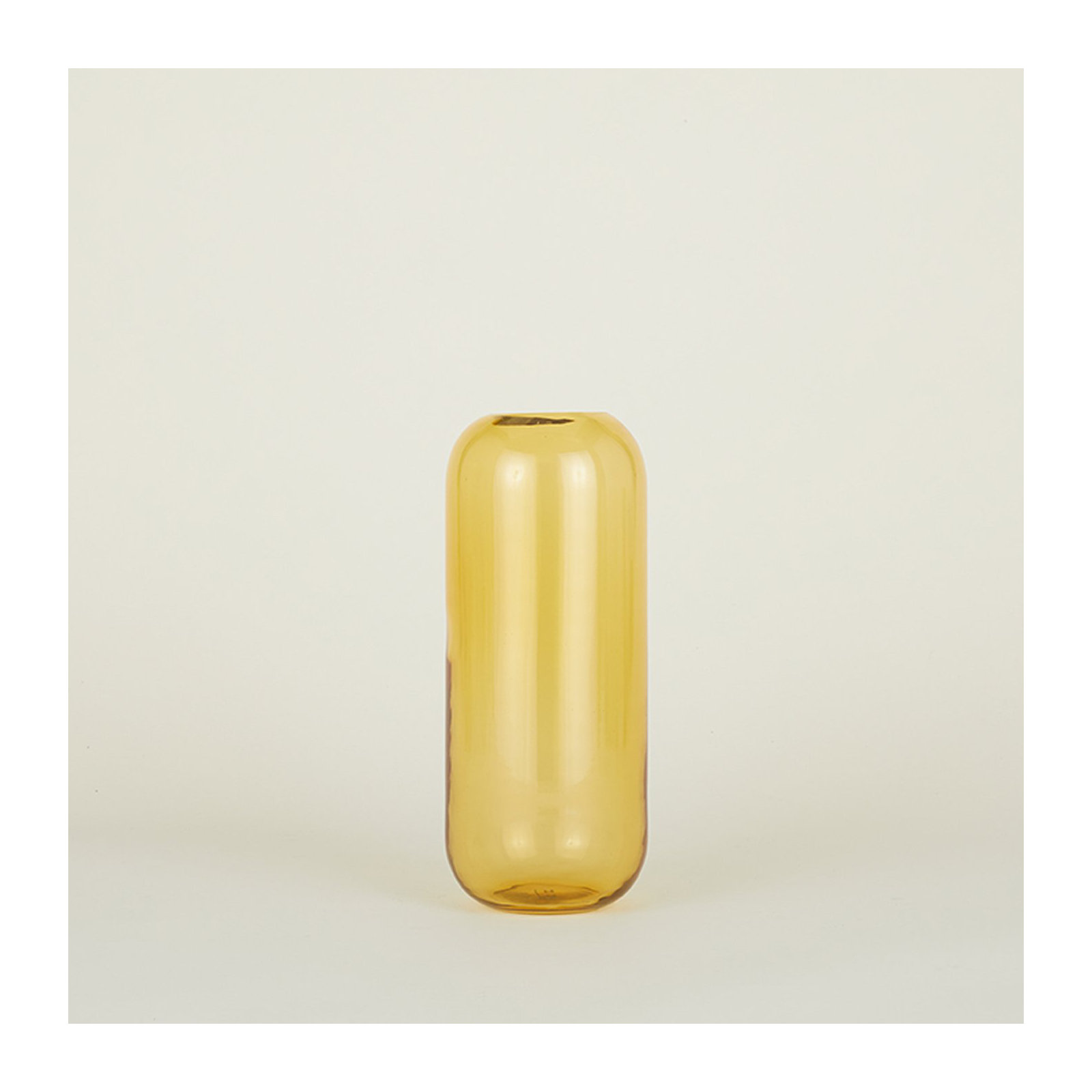 Aurora Handmade Glass Table Vase, 12.5" H x 5" W x 5" D, Amber
