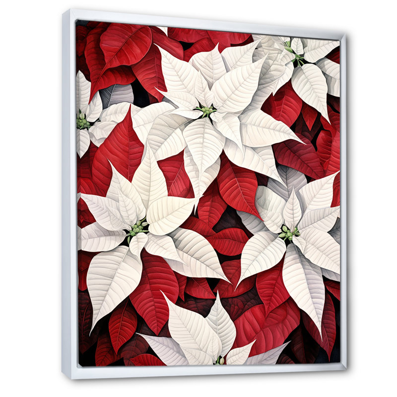 «Davieon Poinsettia Flower Monicolore Serenity II», reproduction sur toile, H 32 po x l 16 po x P 1 po, Cadre flottant blanc