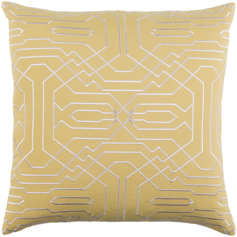 Ridgewood Geometric Throw Pillow, 20" H x 20" W x 4" D, Mustard/Cream, Down