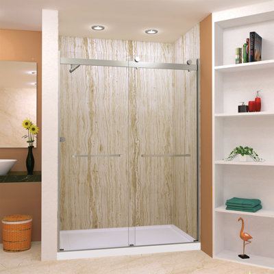 Transolid Brianna frameless bypass sliding shower door, 60 in. W x 80 in. H, 5/16 in. clear tempered glass