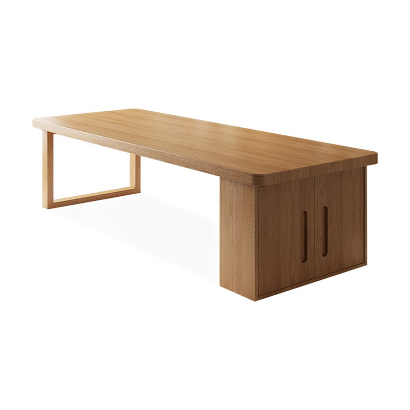 Bureau rectangulaire brun en bois massif, H 29,53 po x l 94,49 po x P 39,37 po