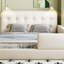 Grand lit plateforme tapissier avec 2 lampes de lecture, blanc, parfait pour les chambres modernes et confortable pour la lecture-231738145