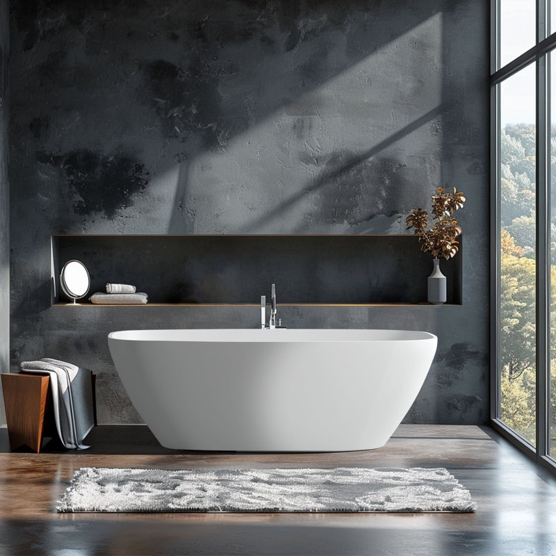 67'' x 29.5'' Freestanding Soaking Solid Surface Bathtub