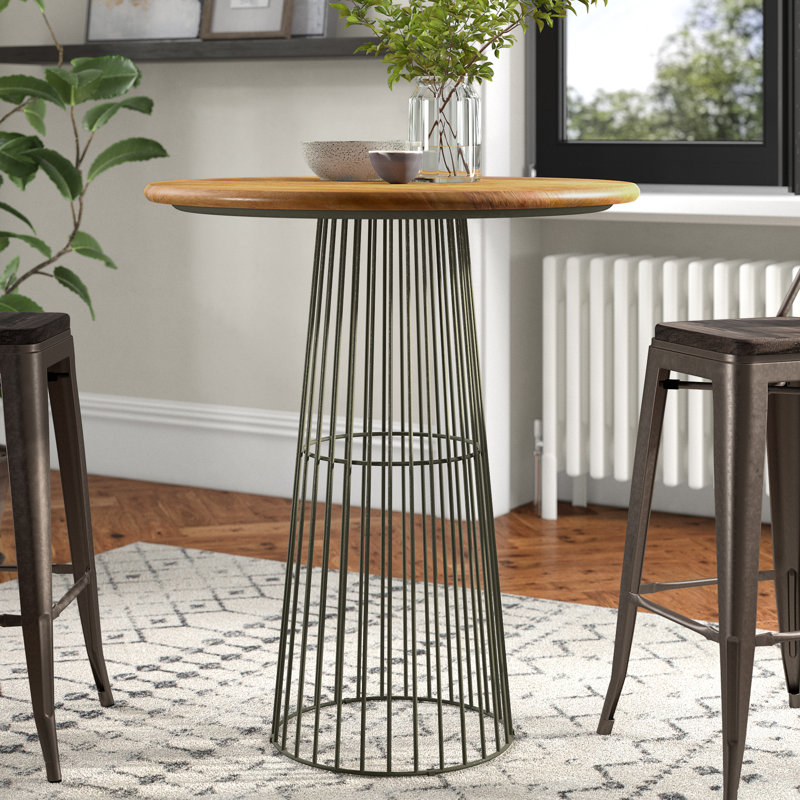 LaGrange Mango Round Wood Top Dining Table with Steel Base