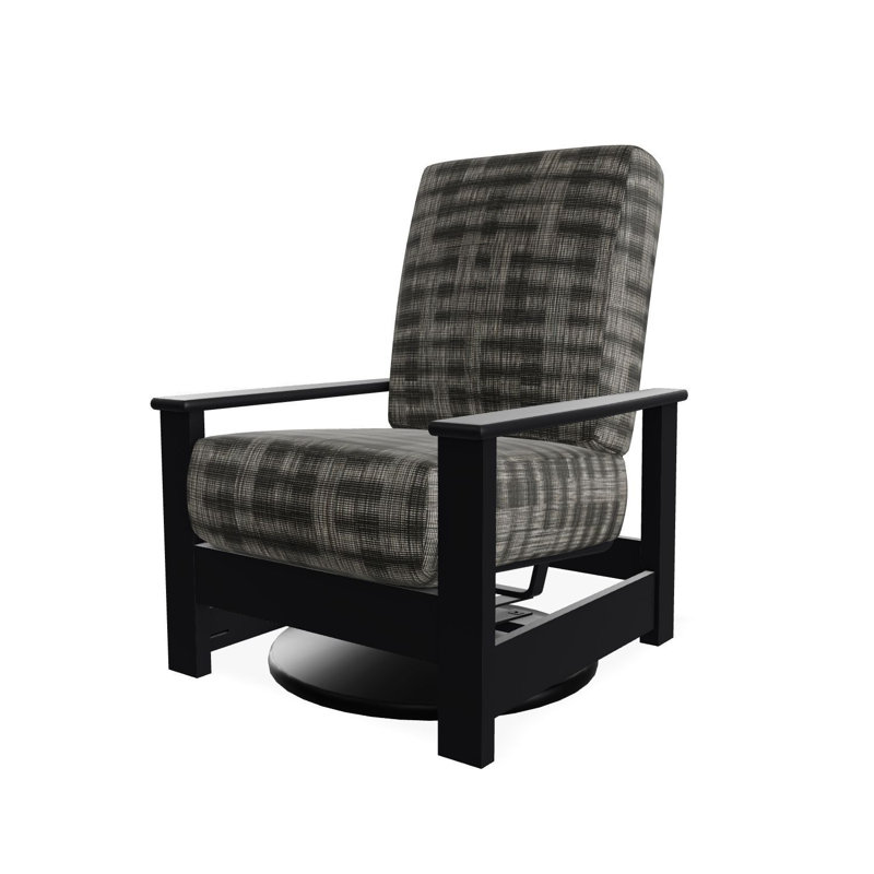 Leeward Marine Grade Polymer Deep Seating Cushion Swivel Hidden Rocker, Black, Brown/Gray