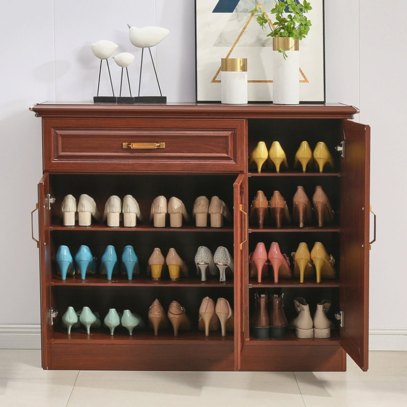 Rangement pour chaussures en alliage d'aluminium noyer