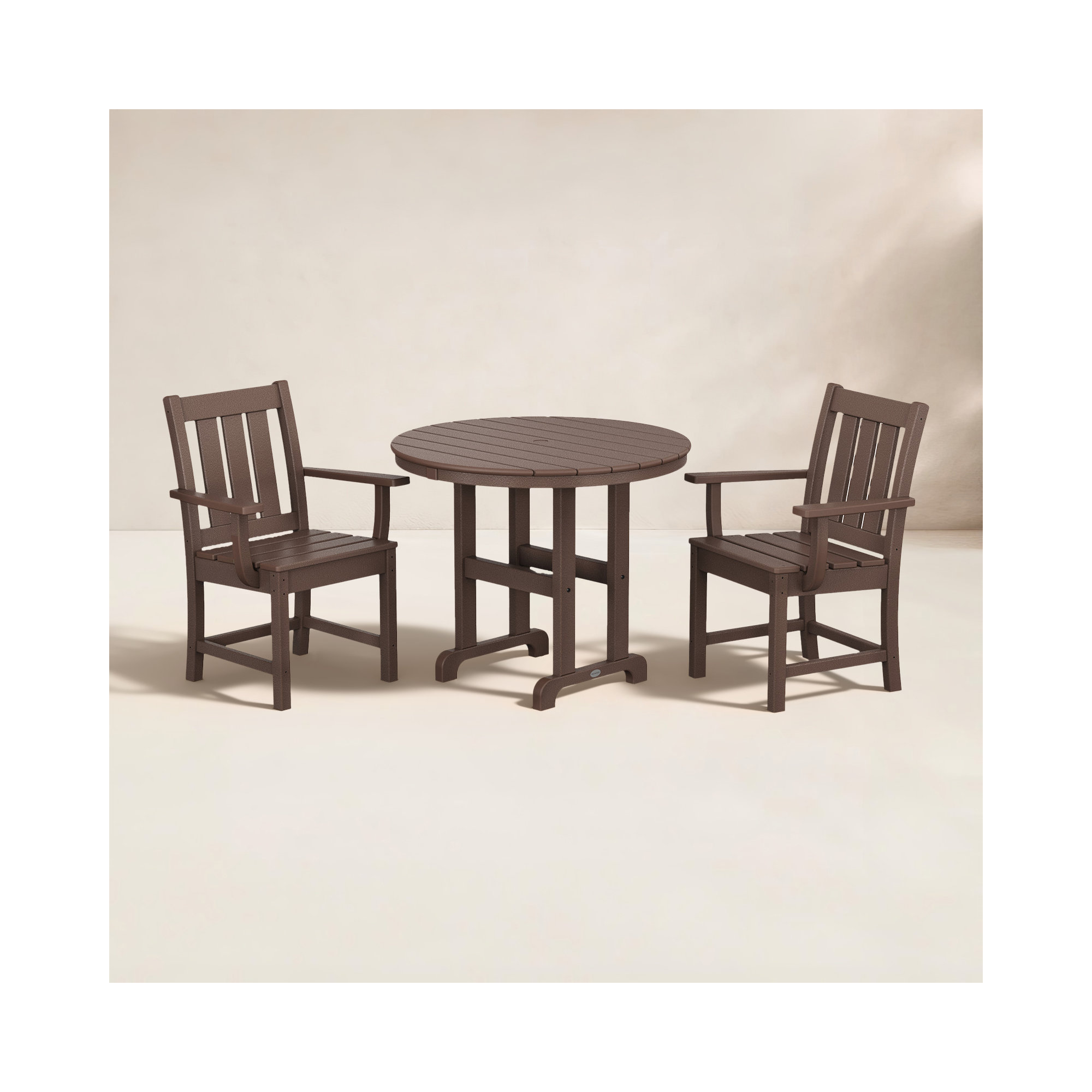 Oxford 3-Piece Farmhouse Dining Set, Mahogany