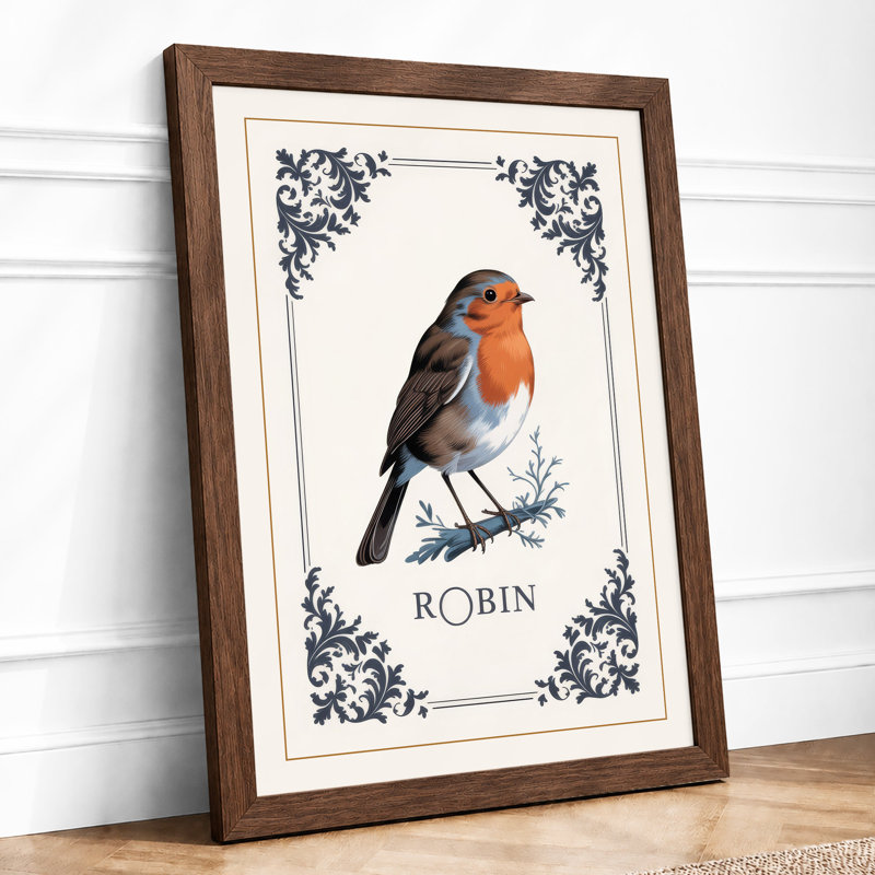 Robin Study Vintage - Print, Walnut, A4 - 29.7 x 21.0 cm