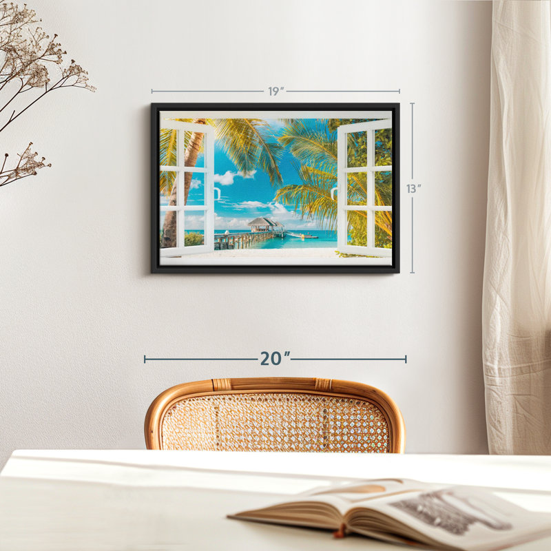 Plage «Faux Window Scene Wall Art», H 13 po x l 19 po