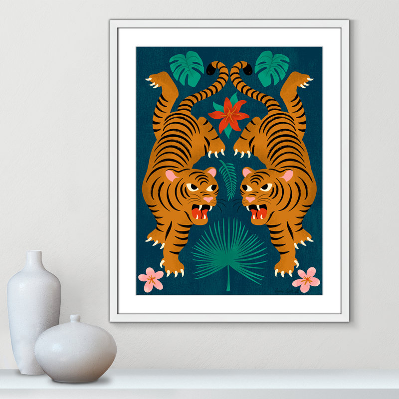 «Jungle Tigers Print» par Cantwell, Satin White, L 23,5 po x H 29,5 po, Imprimé mat