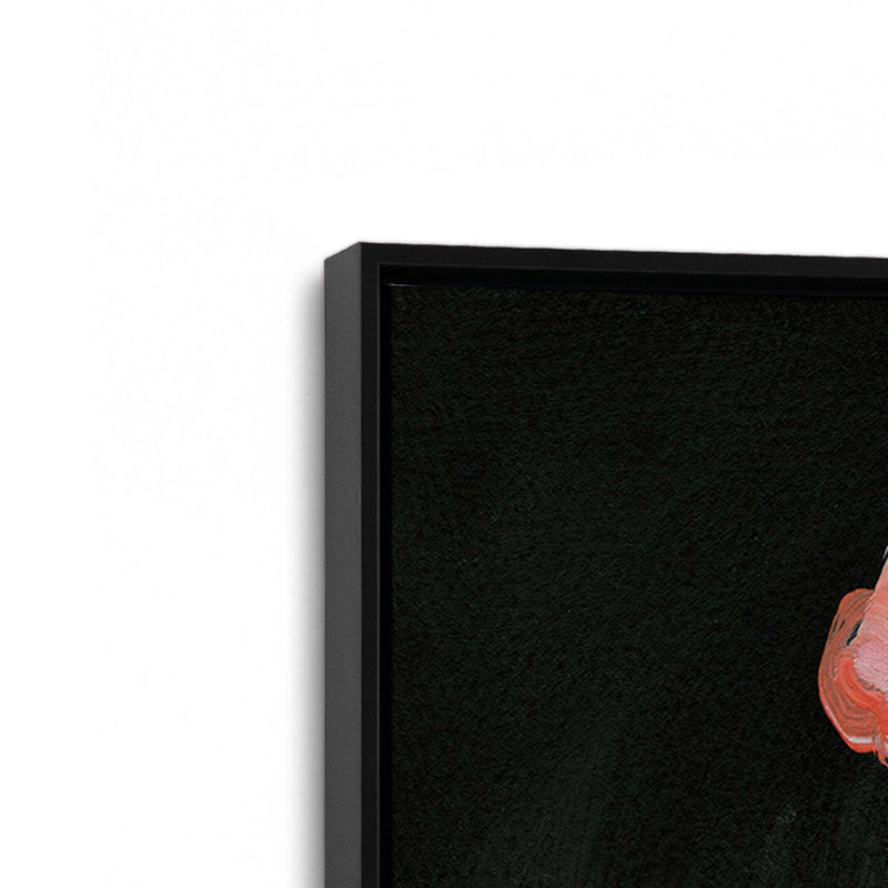 Ensemble de 2 impressions sur toile délicates fleurs de corail, Cadre flottant noir satiné, H 19,5 po x l 27 po x P 1,75 po