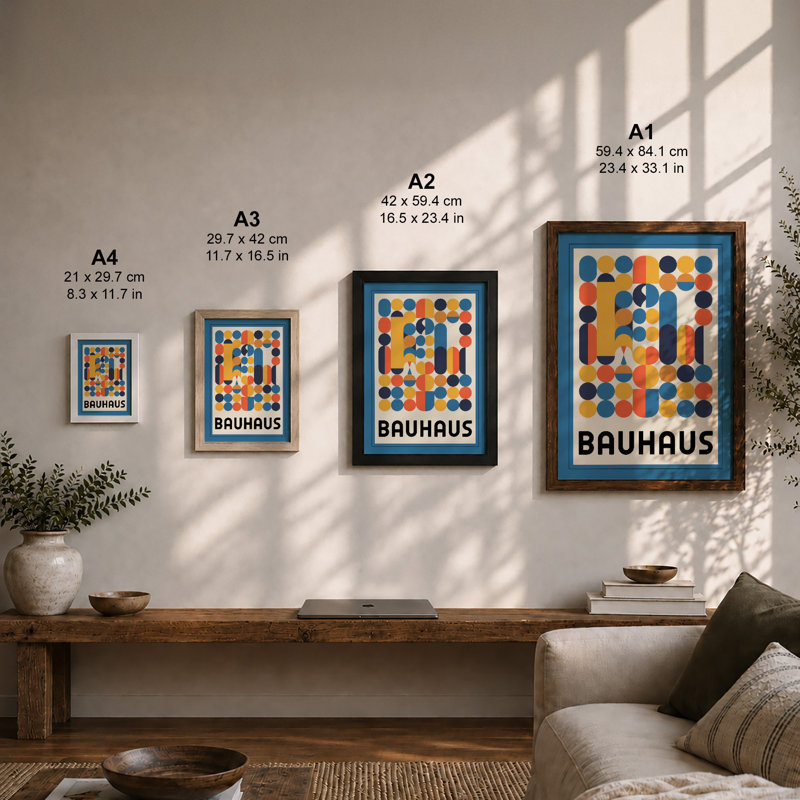 Bauhaus Forms Geometric - Framed Print, Unframed, A2 - 59.4 x 42.0 cm