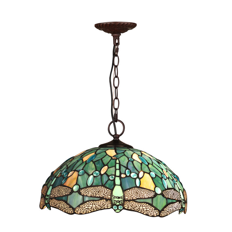 Abat-jour de plafond 16 lumières SUNNIVA libellule style Tiffany