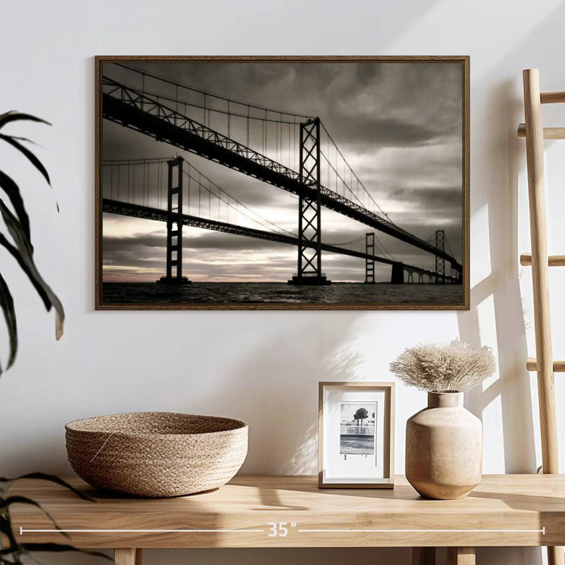 Pont Chesapeake, 25 po x 17 po, Cadre flottant en noyer