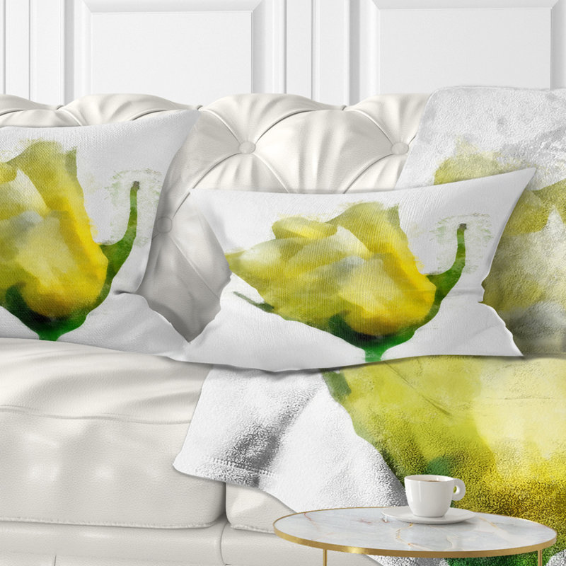 Coussin décoratif imprimé de belles roses jaunes