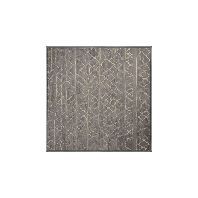 Machine Washable Gray Area Rug, Square 7'