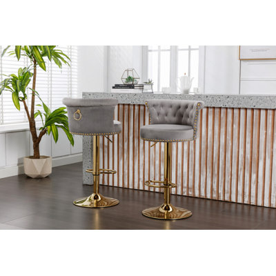 Ensemble de 2 tabourets de bar pivotants avec repose-pieds réglables avec repose-pieds pour la cuisine et la salle à manger 2PC / ENSEMBLE