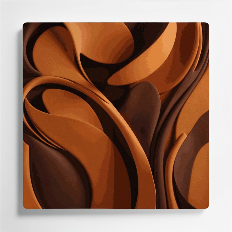 Abstract Shapes 93 Brown Metal Wall Art, 16" H x 16" W