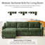 Modern Chenille L-Shaped 3 Seater Sofa With Removable Ottoman  -38373552