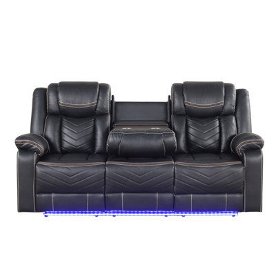 Challenger Modern Contemporary LED Power Recliner Sofa Including Cup Holders Made With Wood And Metal Frame
