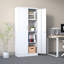 Armoire de rangement en métal 71 po, armoire verrouillable en acier blanc avec portes et 3 tablettes réglables, armoires hautes-1930418372