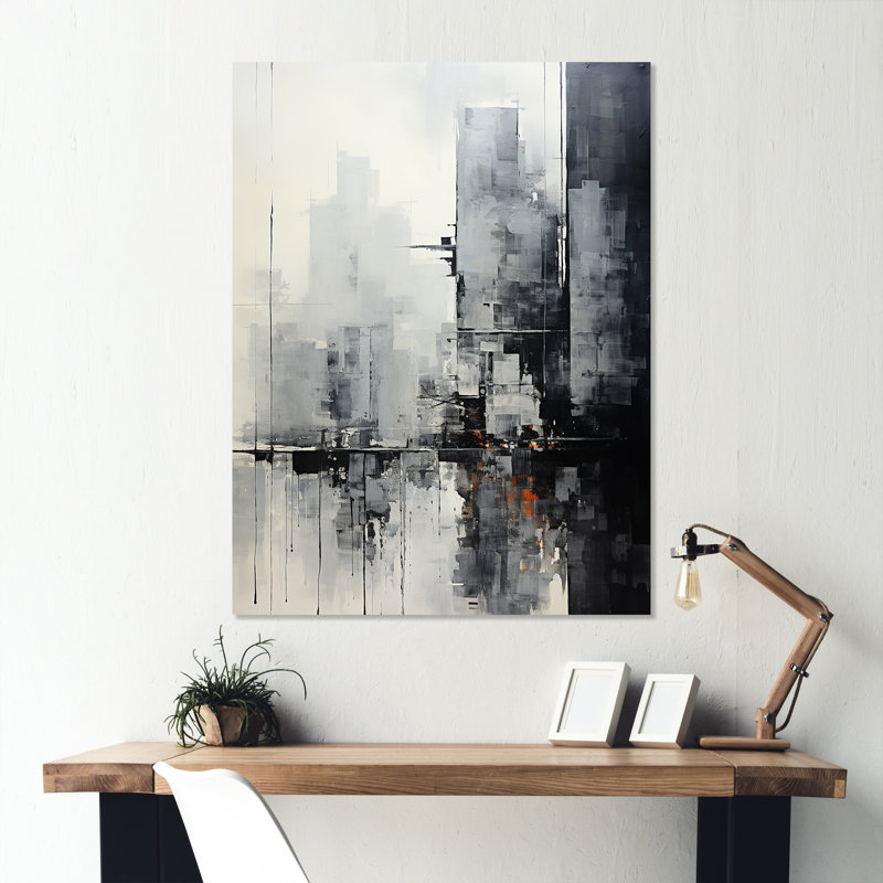 Horizon gris - gratte-ciel gris - art mural en métal Skyscrapers, H 20 po x l 12 po x P 1 po