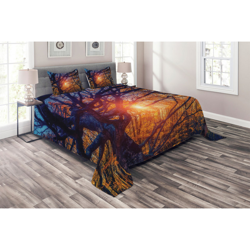 Forest Rustic Coverlet, King Bedspread + 2 Shams