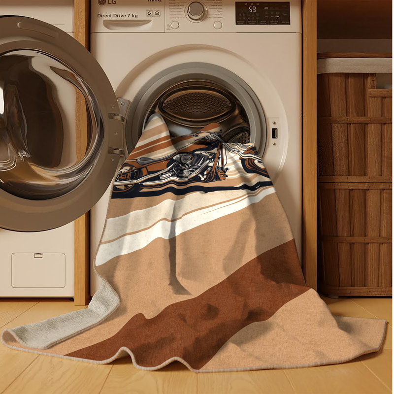 Tapis à rayures moderne brun clair et beige lavable à la machine, 5 x 8
