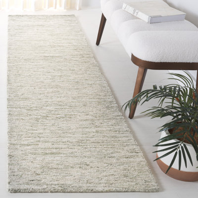 Vasyl Ebony Hand Tufted Wool Cotton Abstract Rug in Green/Ivory