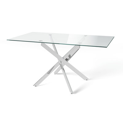 ClipperCove Glass Top Metal Base Dining Table