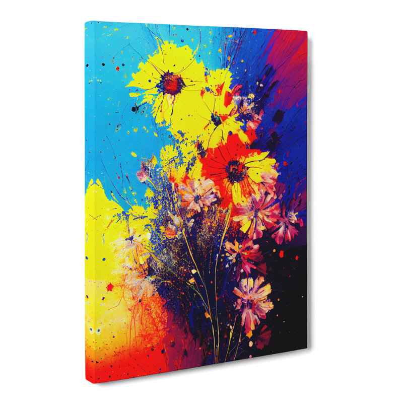 CAN-V0523-2883X Wildflowers Splatter Vol.2 1 Piece Wrapped Canvas Wall Art, 60cm H x 40cm W x 3cm D