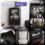 Armoire de bar d'angle en bois 50 po H, armoire à dossier en miroir avec 2 tablettes de rangement ouvertes et 2 tiroirs (noir)-1097577866