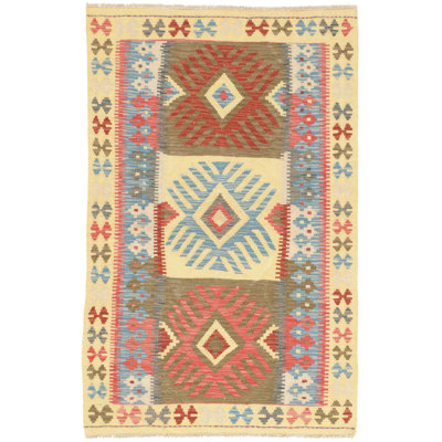 Rectangle 98 cm x 154 cm Wool Hand Woven Kilim