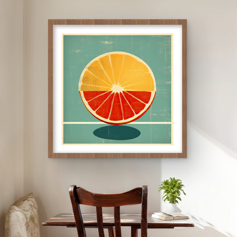 «Lemon and Tangerine - Minimalist Kitchen», reproduction d'art encadrée
