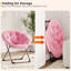 Paquet de 2 chaises soucoupes, chaises pliantes en fausse fourrure moelleuses avec cadre en métal, sièges de salon surdimensionnés pour les adolescents, rose