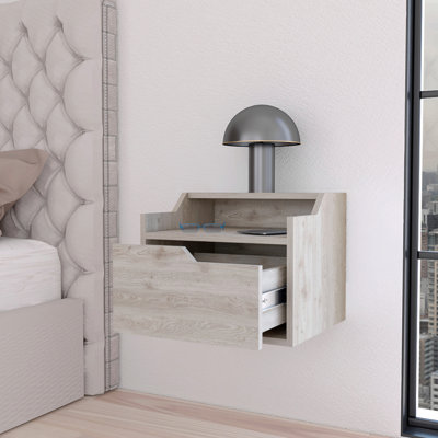 Table de chevet flottante avec tiroir et double tablette Florence