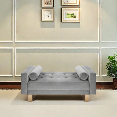 Velvet Upholstered Steel Bench Wide Comfort