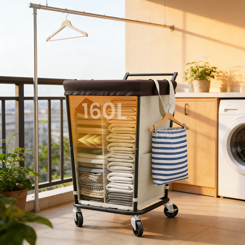 Large Rolling Laundry Hamper With Wheels And Handle, 2-Section Laundry Sorter Basket With Removable Bag, High-Capacity Mobile Clothes Hamper For Home