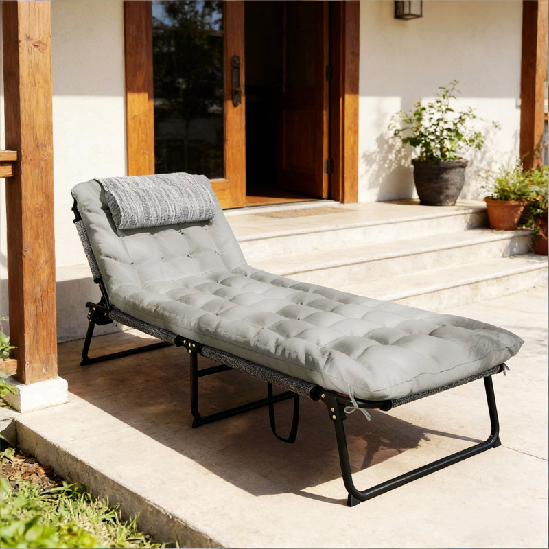 Chaise longue d'extérieur, chaise longue pliante, Gris