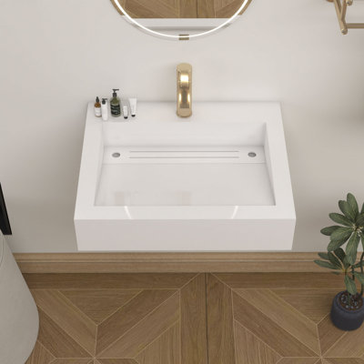 Brayden Studio Akeya 19.5'' High Gloss White Acrylic Rectangular Bathroom Sink with Overflow