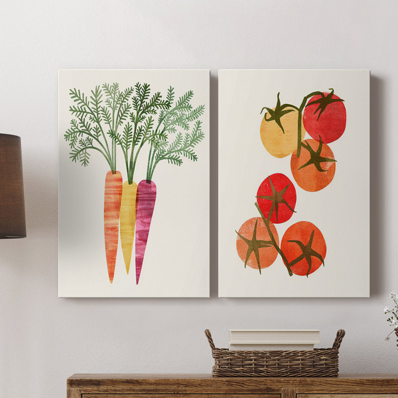 Organic Veg III - Toile tendue avec châssis de qualité supérieure - Prêt à accrocher, H 18 po x l 12 po