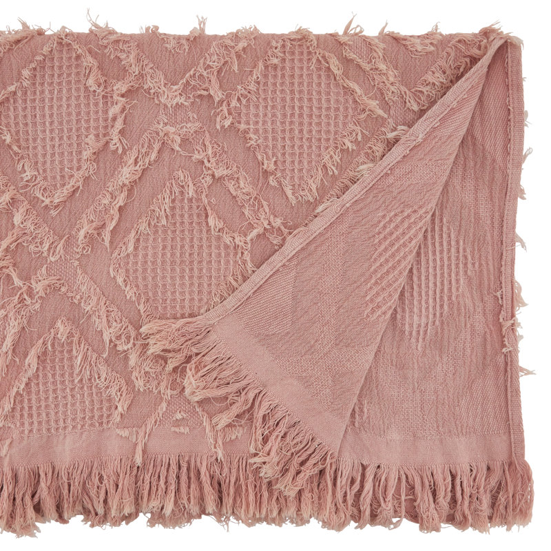 Zosia Geometric 100% Cotton Table Runner, Rose, 16" x 72"