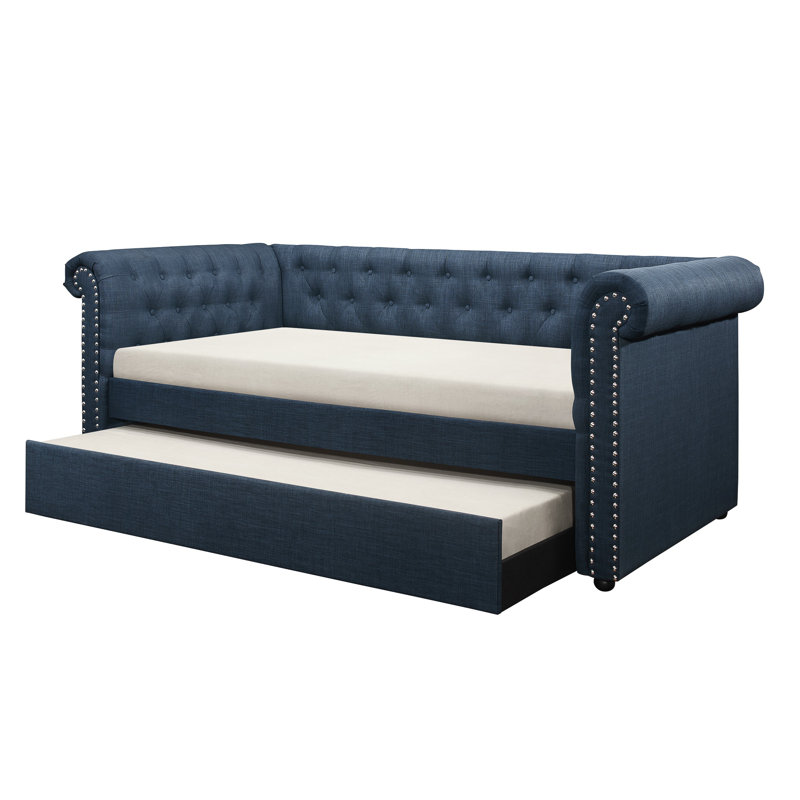 Lit de jour simple avec couchette Amoros, Bleu foncé