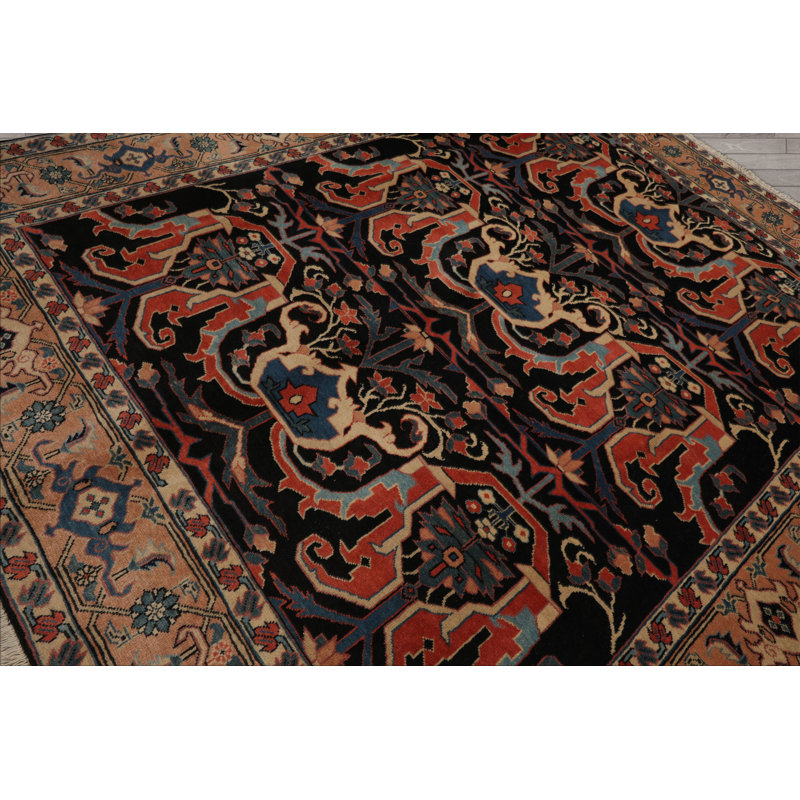 8'5''x9'1'' Hand Knotted Wool Charcoal Traditional Rug