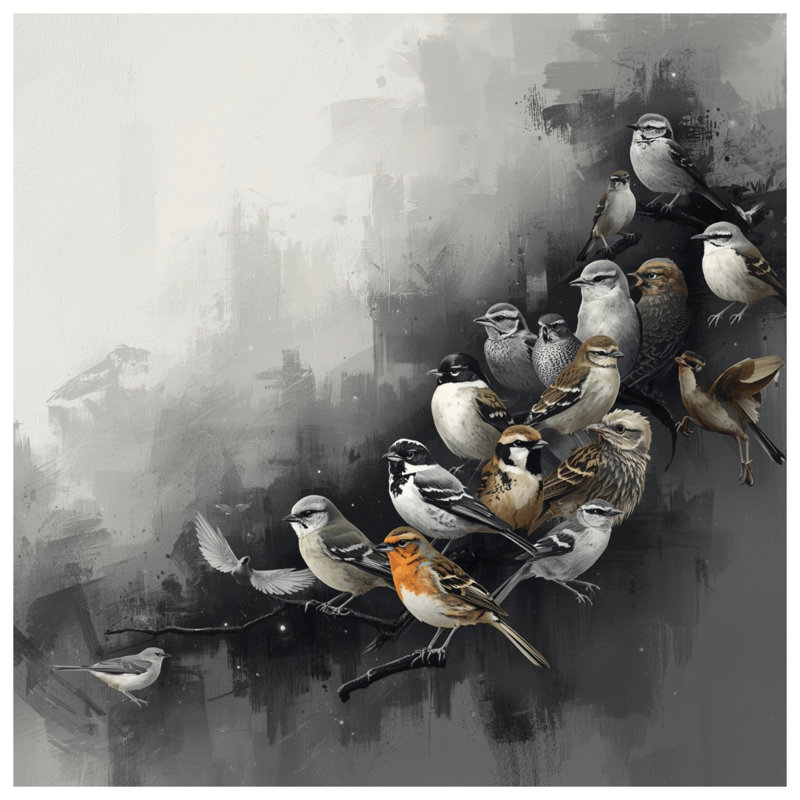 Ensemble de rideaux de douche très longs Group of Small Birds, 70in W x 93in H