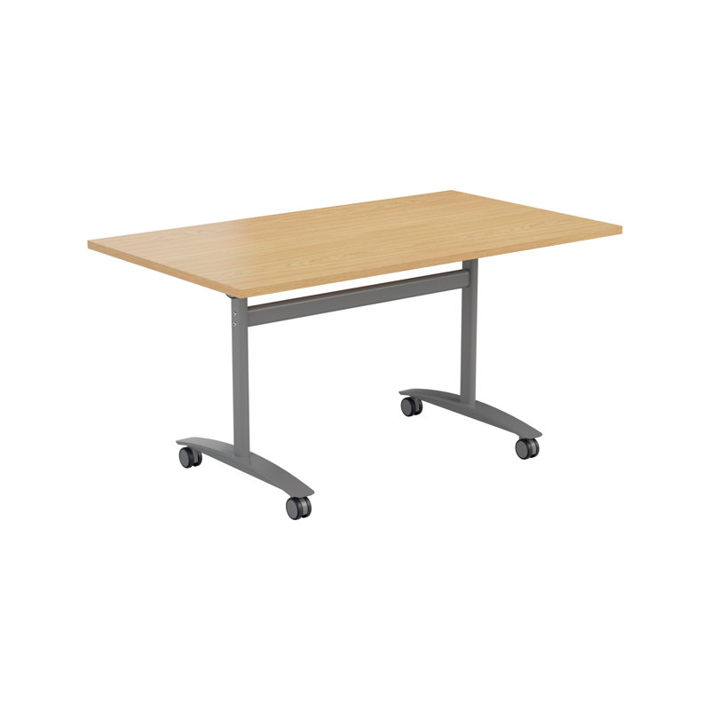 Buariki Rectangle Flip Top Modular Training Table with Casters, Oak, 72cm H x 120cm W x 80cm D